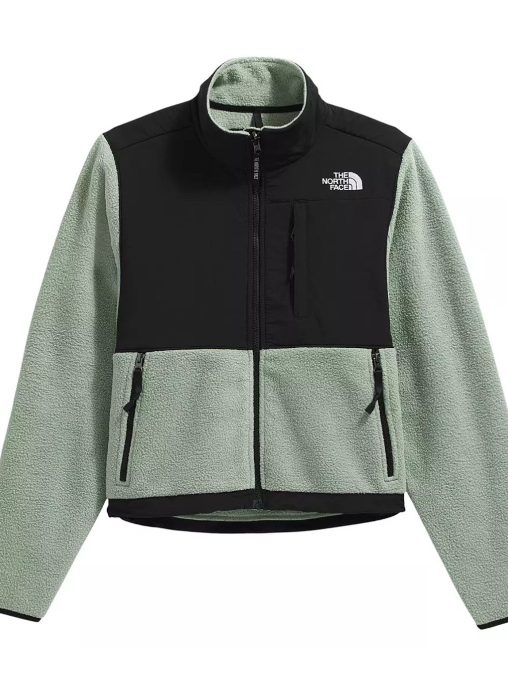 The North Face Women's Two-Tone Teddy Fleece Jacket in Sage Green and Black - Picture 7 of 7